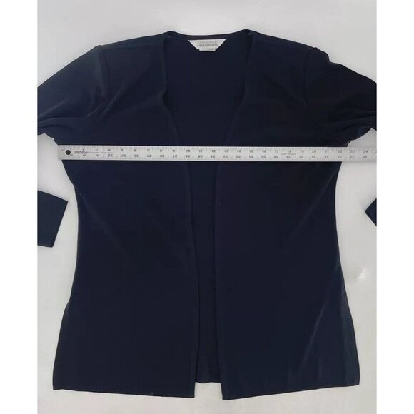 Exclusively Misook Knit Black Acrylic Cardigan Slinky Sz M, Slits, Shoulder Pads - Picture 9 of 10